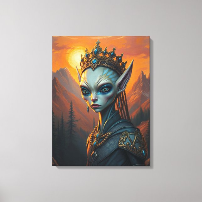 Alien Elven Queen Starlight Oracle - Dark Fantasy Canvas Print (Front)