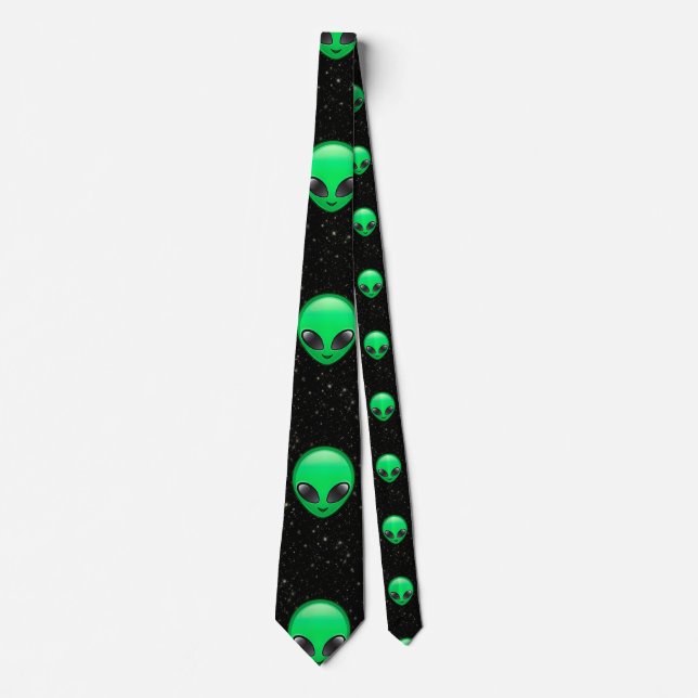 alien emojis mens neck tie (Front)