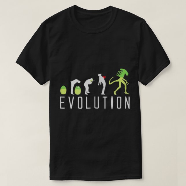 Alien Evolution Funny Sci-Fi Design T-Shirt (Design Front)