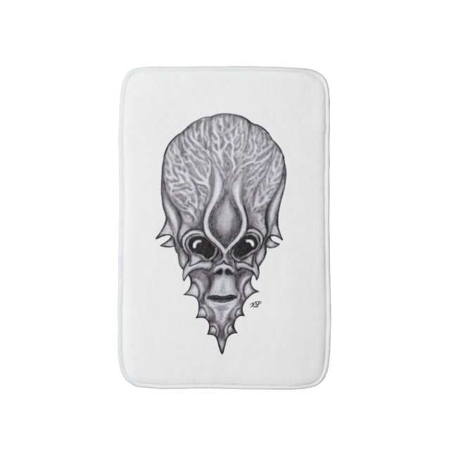 Alien Face , African Skull Facial Reconstruction Bath Mat (Front Vertical)