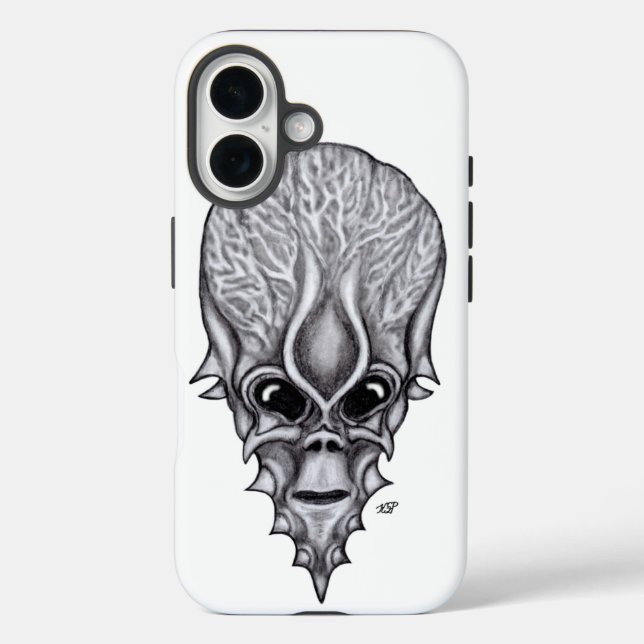 Alien Face , African Skull Facial Reconstruction Case-Mate iPhone Case (Back)