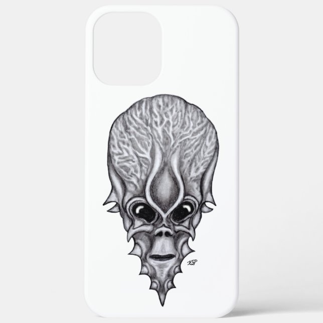 Alien Face , African Skull Facial Reconstruction Case-Mate iPhone Case (Back)