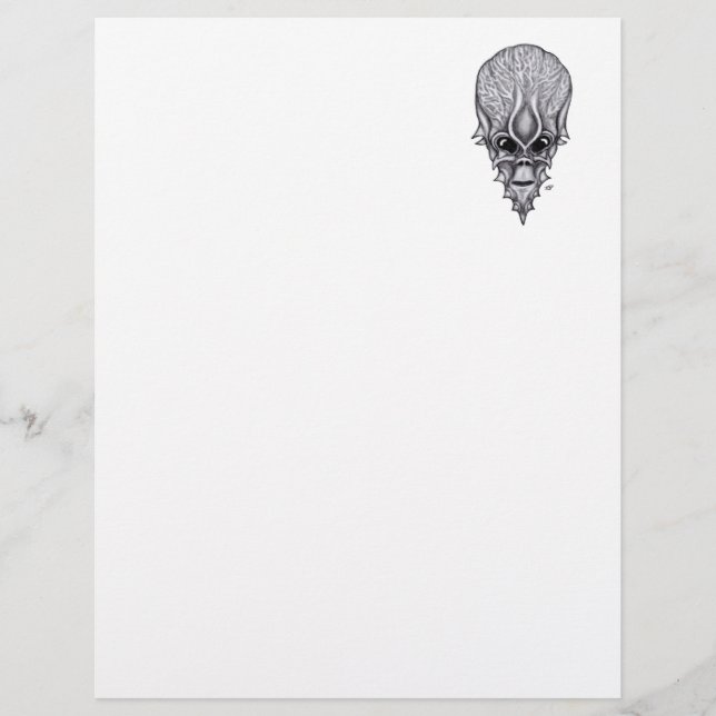 Alien Face , African Skull Facial Reconstruction Custom Letterhead (Front)