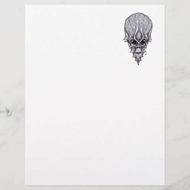 Alien Face , African Skull Facial Reconstruction Custom Letterhead (Front)