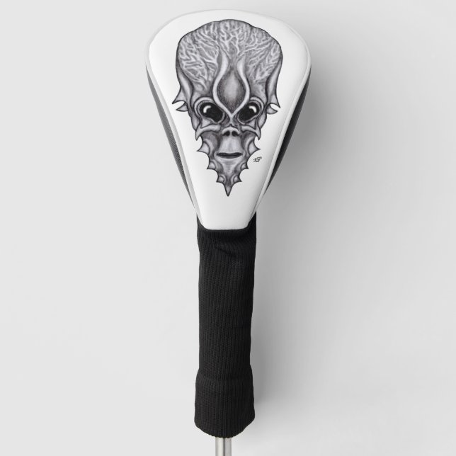 Alien Face , African Skull Facial Reconstruction Golf Head Cover (Front)
