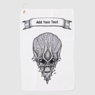 Alien Face , African Skull Facial Reconstruction Golf Towel