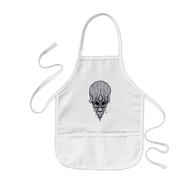 Alien Face , African Skull Facial Reconstruction Kids Apron (Front)