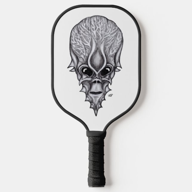 Alien Face , African Skull Facial Reconstruction Pickleball Paddle (Front)