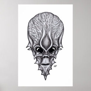 Alien Face , African Skull Facial Reconstruction Poster