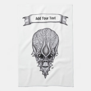 Alien Face , African Skull Facial Reconstruction Tea Towel
