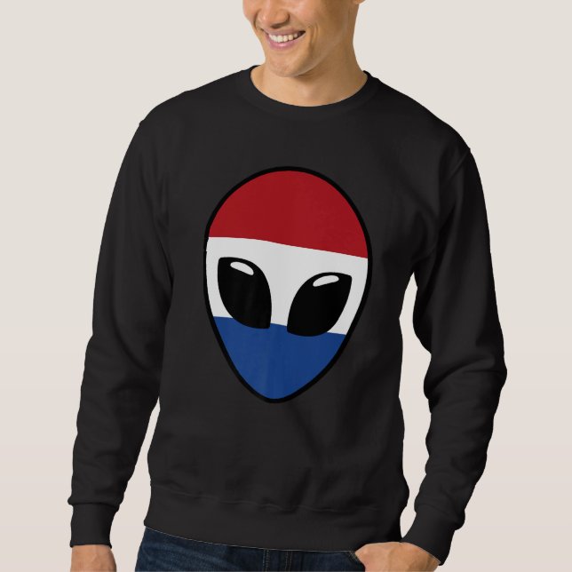 Alien Face Netherlands Holland Dutch Flag Sweatshirt (Front)
