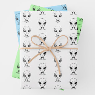 Alien Face Wrapping Paper Sheet