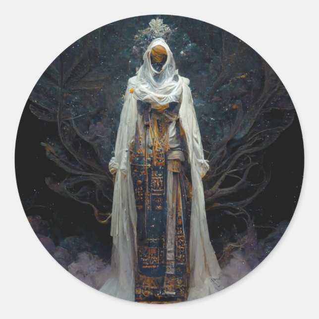 Alien Fae Fantasy Sci-Fi Classic Round Sticker (Front)