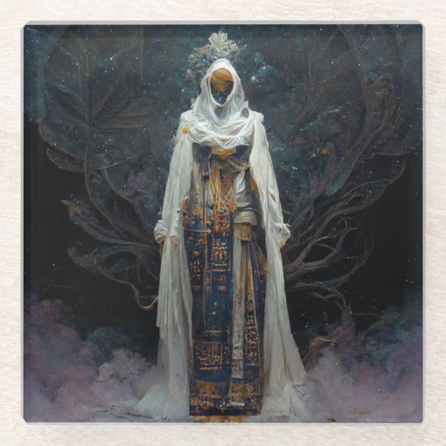 Alien Fae Fantasy Sci-Fi Glass Coaster (Front)