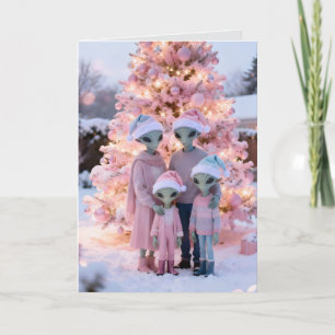 Alien Family Christmas Holiday Portrait Card