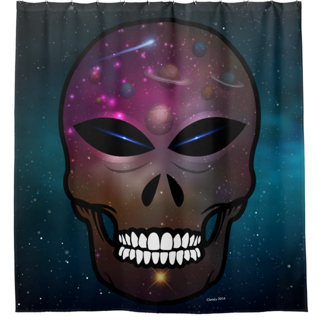 Alien Fantasy Skull Shower Curtain (Front)