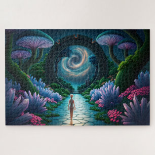 Alien Figure walks to a Stargate-Distant Planet Jigsaw Puzzle