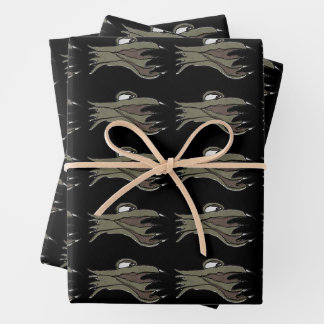 Alien fish hand drawn illustration pattern  wrapping paper sheet