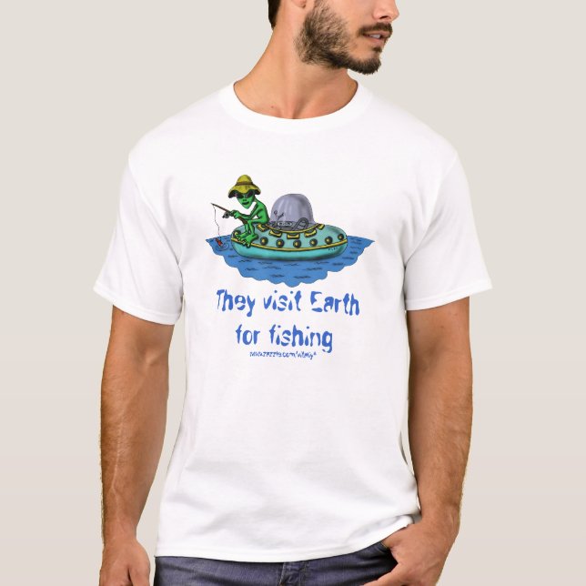 Alien fishermen funny t-shirt design (Front)