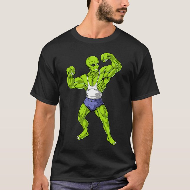 Alien Fitness Bodybuilder T-Shirt (Front)