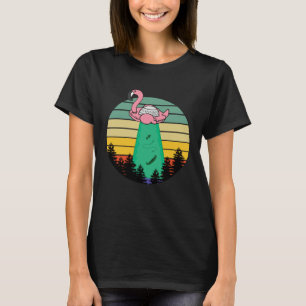 Alien Flamingo Abduction  Fun Flamingo UFO Flying  T-Shirt