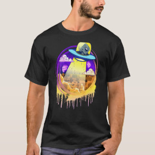 Alien Flying Saucer Ufo Space Men Artistic Graphic T-Shirt