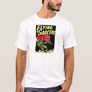 Alien Flying Saucers Vintage Comic Book Art T-Shirt
