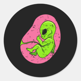 Alien Foetus Embryo Baby Pregnancy Ufo Halloween C Classic Round Sticker