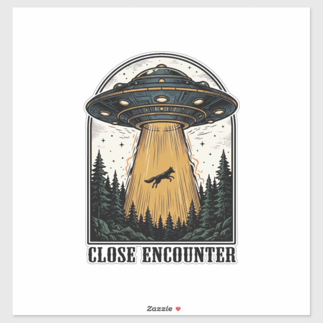 Alien Forest Abduction Vintage UFO Engraving (Sheet)