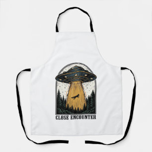 Alien Forest Abduction Vintage UFO Engraving Apron
