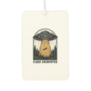 Alien Forest Abduction Vintage UFO Engraving Car Air Freshener