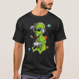Alien Gamer Video Games Ufo Extraterrestrial Kids T-Shirt