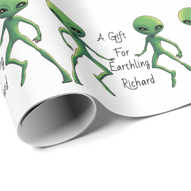 Alien Gift Wrap. Personalize with recipients name Wrapping Paper (Roll Corner)