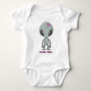 Alien Girl Grey and Pink Baby Bodysuit