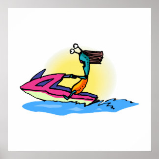 Alien Girl on JetSki Poster
