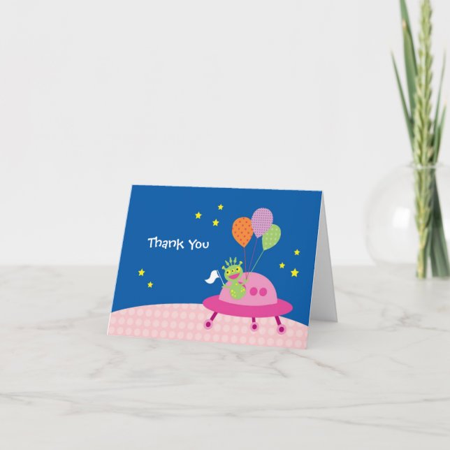 Alien Girl Thank You Note Card (Front)