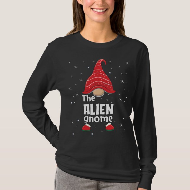 Alien Gnome Family Matching Christmas Funny Pajama T-Shirt (Front)
