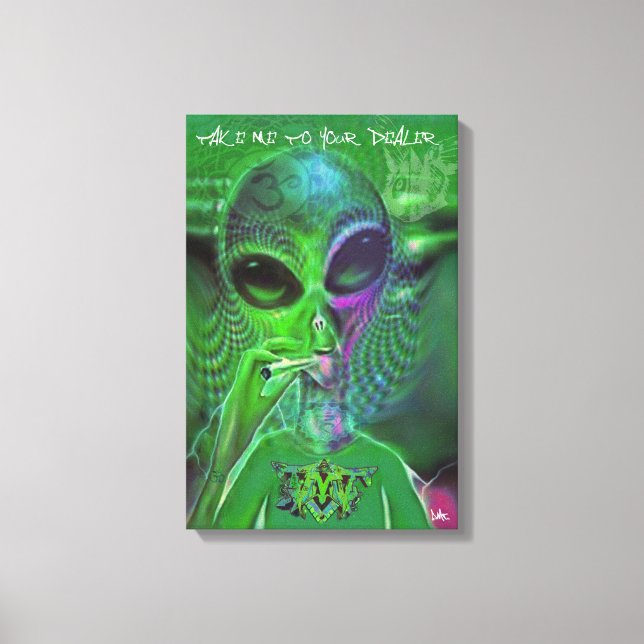 ALIEN GRAFFITI CANVAS TAKE ME TO YOUR DEALER RETRO (Front)