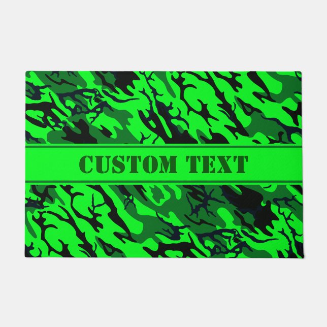 Alien Green Camo Doormat with Custom Lettering (Front)
