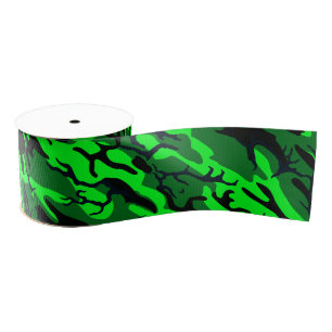 Alien Green Camo Grosgrain Ribbon
