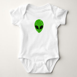 alien green head ufo science fiction extraterrestr baby bodysuit