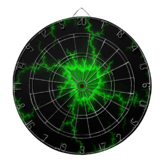 Alien Green Lightning Strikes in Pitch Black Dartboard