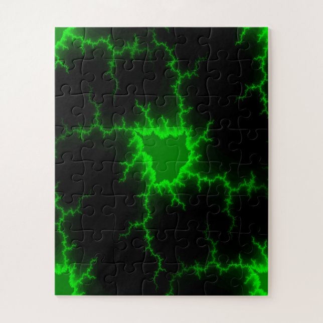 Alien Green Lightning Strikes in Pitch Black Jigsaw Puzzle (Vertical)