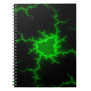 Alien Green Lightning Strikes in Pitch Black Notebook