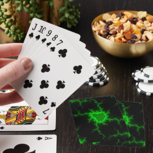 Alien Green Lightning Strikes in Pitch Black Playing Cards