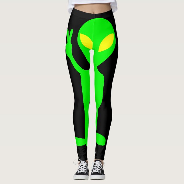 ALIEN GREEN MAN YOGA PANTS LEGGINGS (Front)