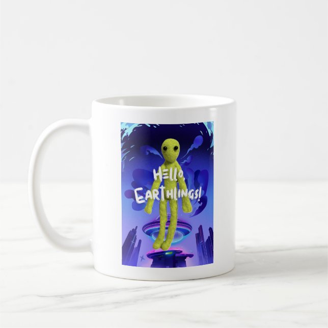 Alien Greeting Design Coffee Mug (Left)