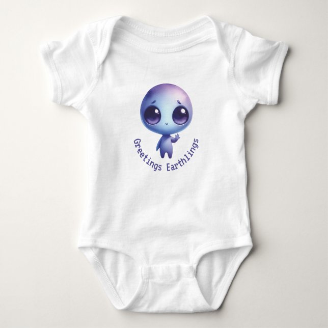 Alien – Greetings Earthlings  Baby Bodysuit (Front)