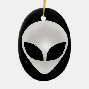 Alien Grey Head Ceramic Tree Decoration