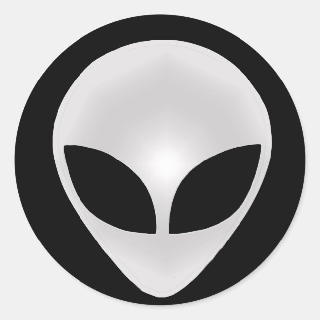 Alien Grey Head Classic Round Sticker (Front)